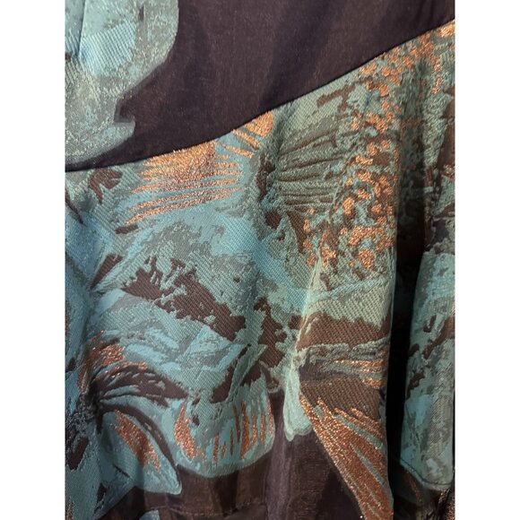 Aidan Mattox Formal Gown 8 Tiered Ruffle A Line Metallic Blue Gold NEW $595 - Picture 3 of 8